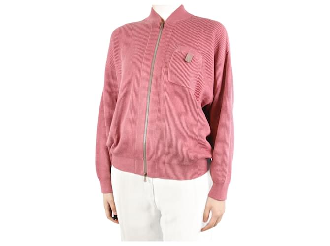 Brunello Cucinelli Pink zipped cardigan - size UK 8  ref.1069411