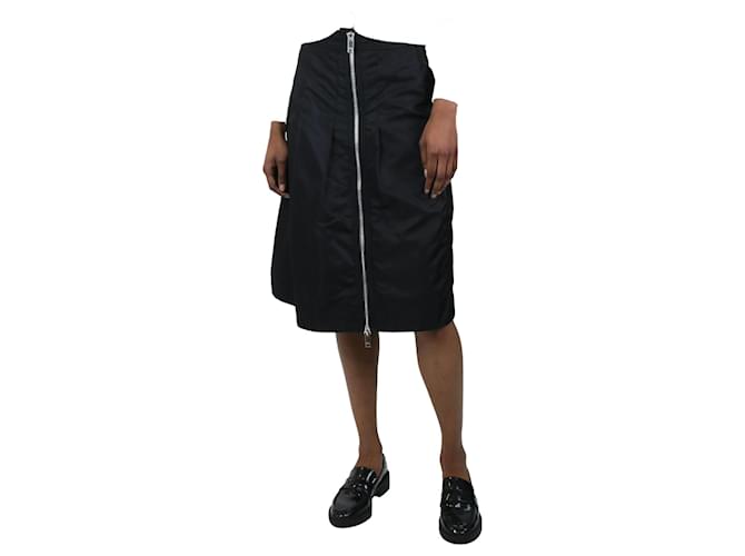 Ganni Black zip detail nylon midi skirt - size EU 34 Polyamide  ref.1069543