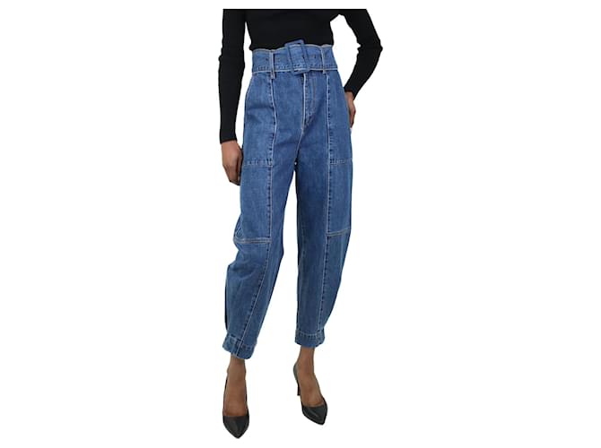 Autre Marque Blaue Jeans mit hohem Bund und Einsätzen und Gürtel – Größe S Baumwolle  ref.1069547