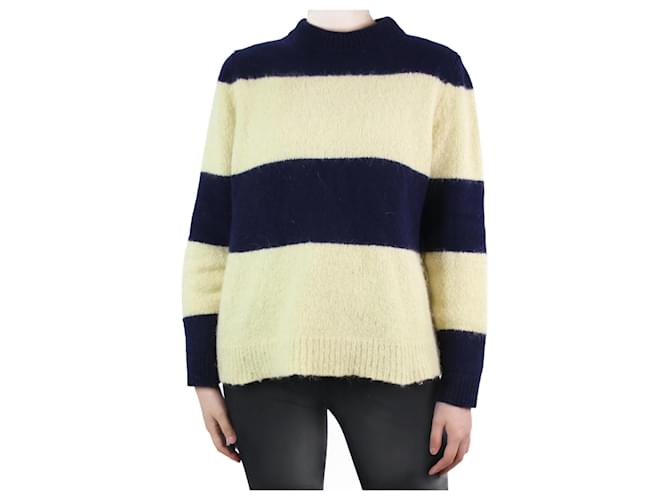 Autre Marque Blau-gelb gestreifter Pullover – Größe S Wolle  ref.1069573