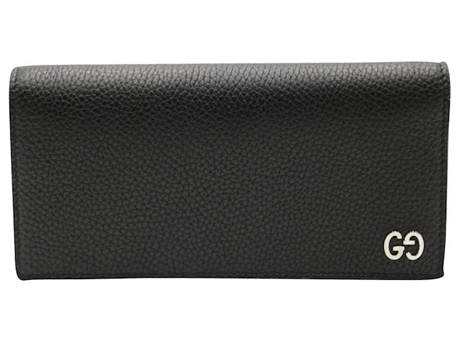 Gucci Logo Long Wallet in Black Leather  ref.1069664