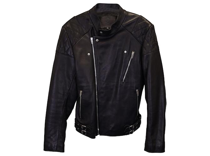 Alexander Mcqueen Biker Jacket in Black Leather Pony-style calfskin  ref.1069670