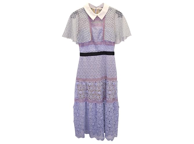 slim fit dress slacks Navy Guipure Lace Midi Dress main image 0