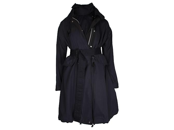 Sacai Trench Coat in Navy Blue Cotton  ref.1069675