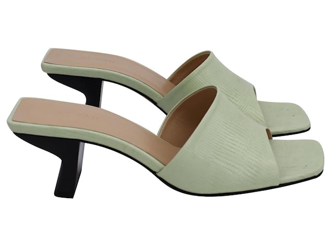 By Far Lily Mule Sandals in Green Leather   ref.1069680