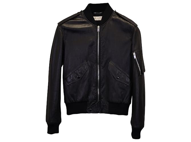 Saint Laurent Bomber Jacket in Black Leather  ref.1069683