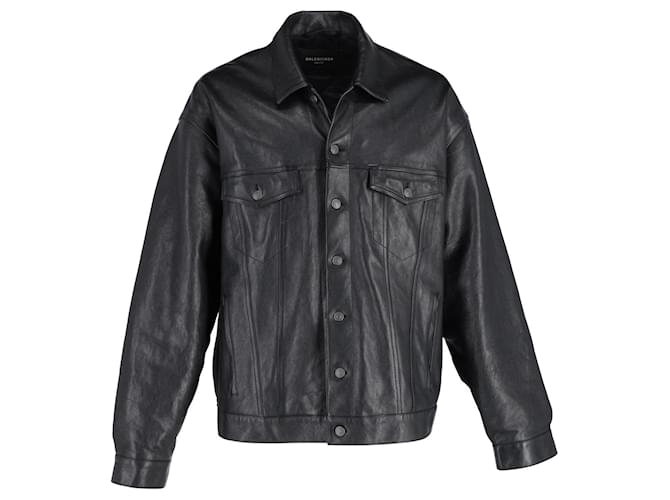 Balenciaga Boxy Leather Jacket in Black Leather  ref.1069689