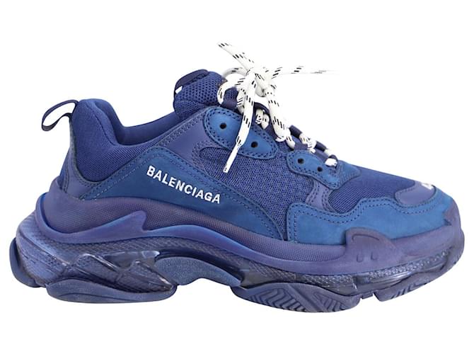Balenciaga Baskets Triple S en Polyuréthane Bleu Marine Plastique  ref.1069691