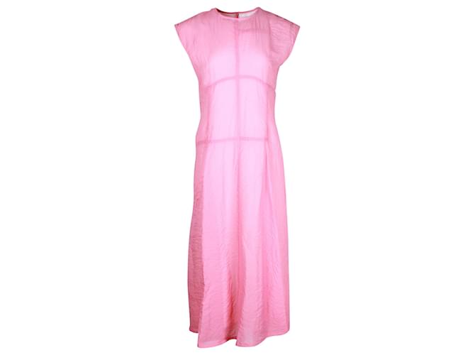 Victoria Beckham Midi Dress in Pink Viscose Cellulose fibre  ref.1069692