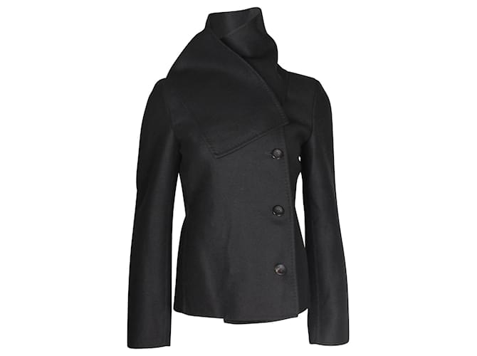 Jil Sander Asymmetric Coat in Black Cashmere Wool  ref.1069702