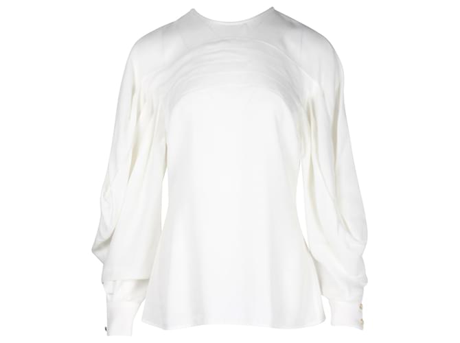 Victoria Beckham mangas drapeadas em viscose branca Branco Fibra de celulose  ref.1069707