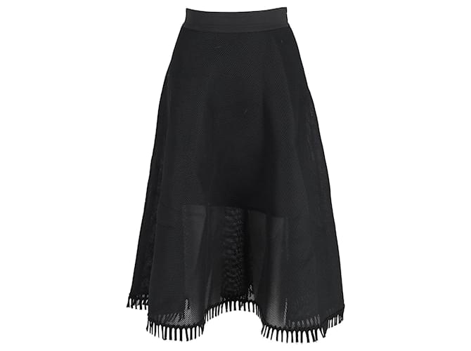 DKNY Mesh Midi Skirt in Black Polyester  ref.1069712