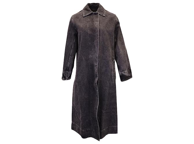 The Row Long Coat in Black Washed Denim