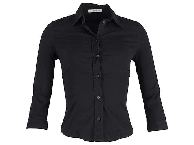 Camisa con botones Prada Vintage en algodón negro  ref.1069717