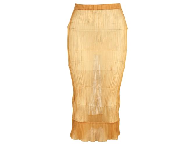 Issey Miyake Mesh Midi Skirt in Yellow Polyester  ref.1069724