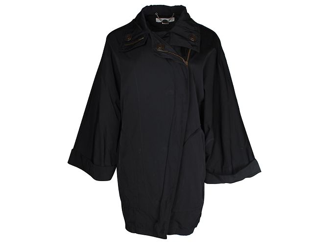 Stella Mc Cartney Stella McCartney Mantel mit weiten Ärmeln aus schwarzem Polyester