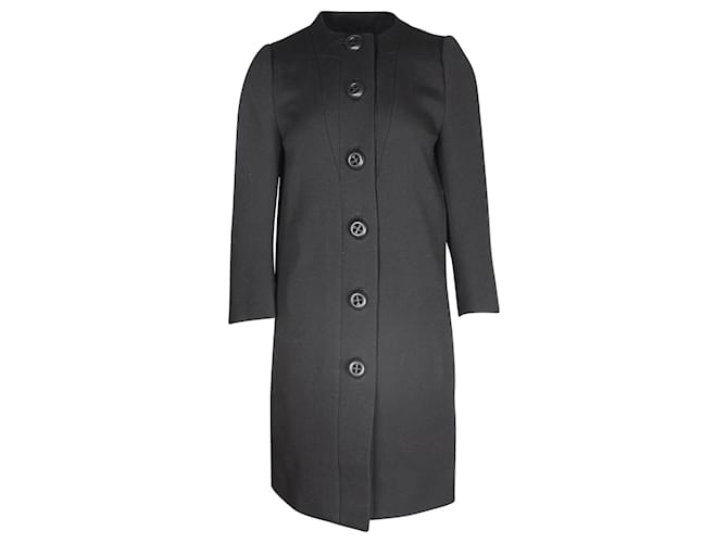 Abrigo superior con botones de Prada en lana color carbón Gris antracita  ref.1069748