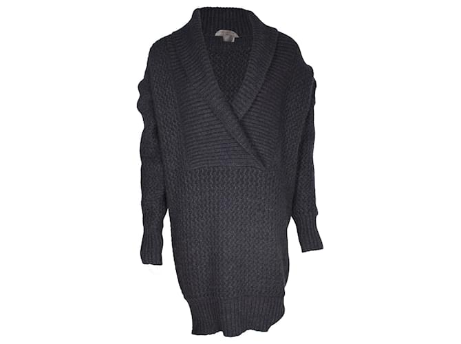 Stella Mc Cartney Stella McCartney Knitted Chunky Cardigan in Dark Grey Wool  ref.1069749