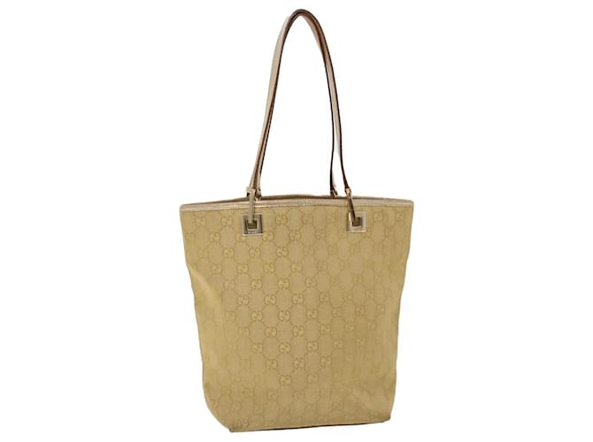 GUCCI GG Canvas Hand Bag Canvas Leather Gold Auth 53657 Golden Cloth  ref.1069900