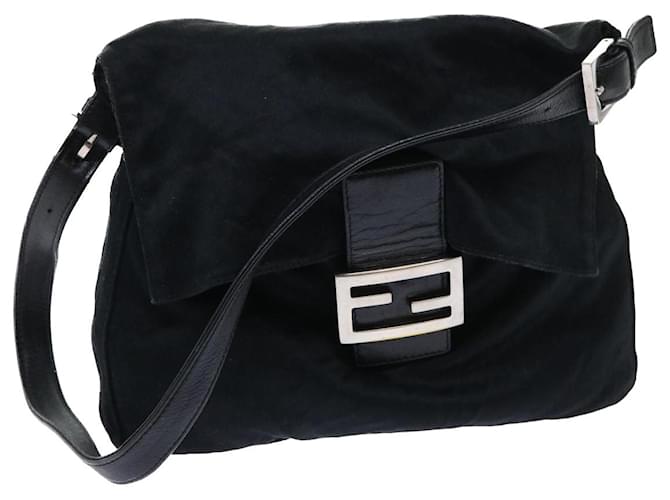 FENDI Mamma Baguette Sac à bandoulière Nylon Noir Authentique 53377  ref.1069905