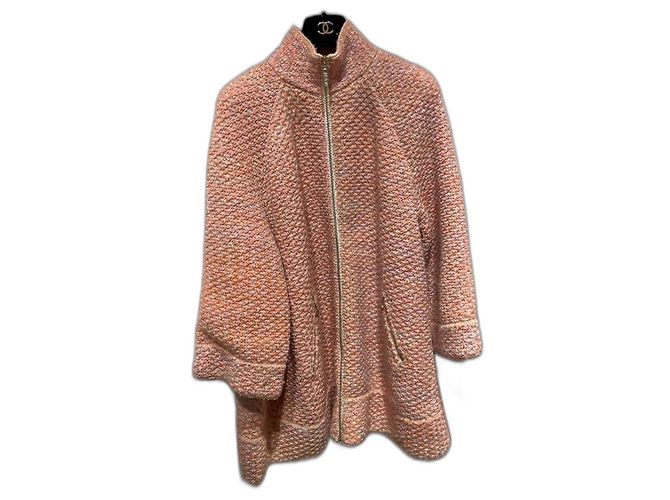 Jaqueta Chanel Rosa Seda Cashmere Lã