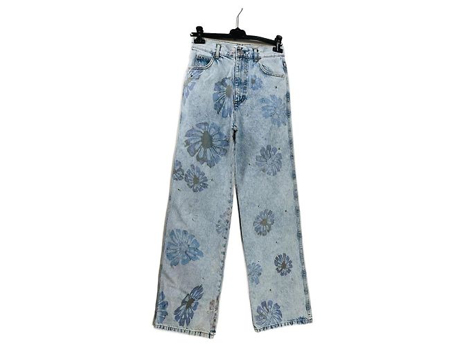 Vaqueros Sandro Azules con Estampado Floral 