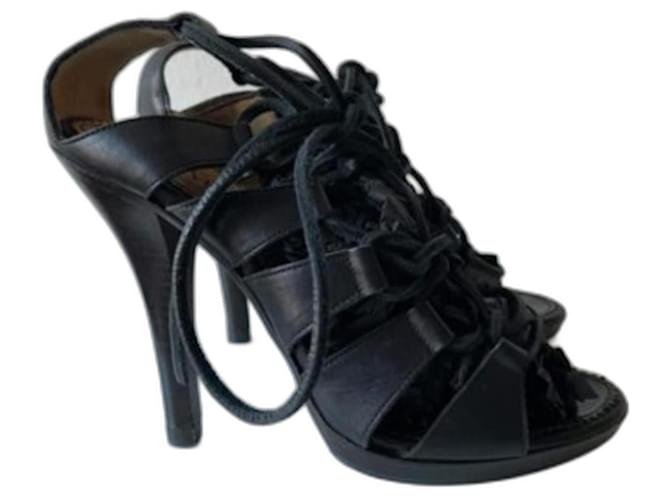 Vintage 2002 Yves Saint Laurent high heels Black Leather  ref.1069938