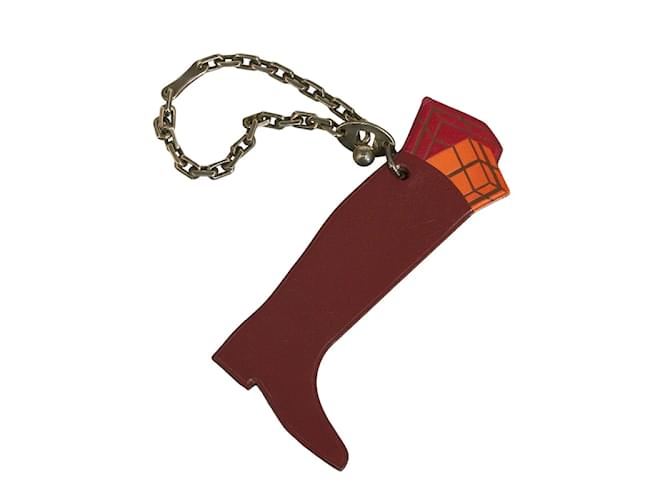 Hermès Amuleto de bolsa de couro para presente Vermelho  ref.1070029