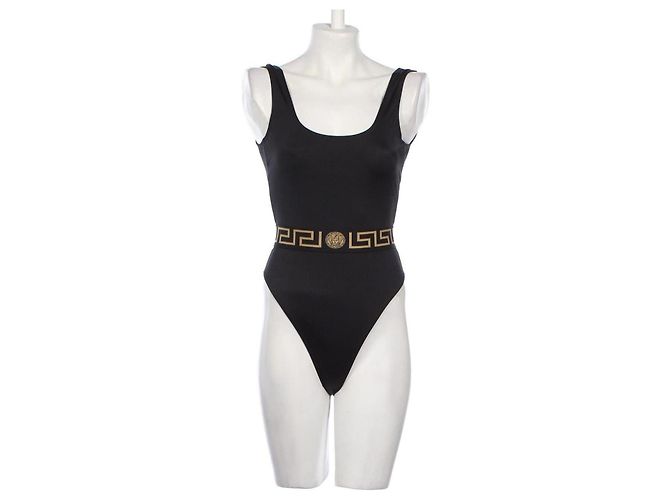 Maiô de uma peça Versace Medusa Greca Preto