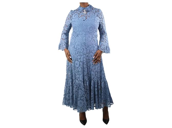 Valentino Vestido de renda azul enfeitado com joias - tamanho  ref.1070225