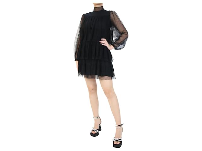 Valentino Vestido negro de tul a capas con lunares - talla IT 42 Poliamida  ref.1070240