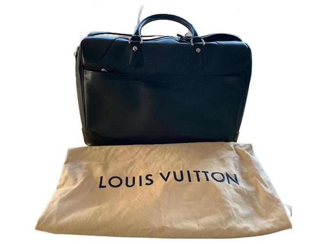 Bolsa de viaje Louis Vuitton Le Bourget 50 Negro Cuero Cuero de avestruz  ref.1070247