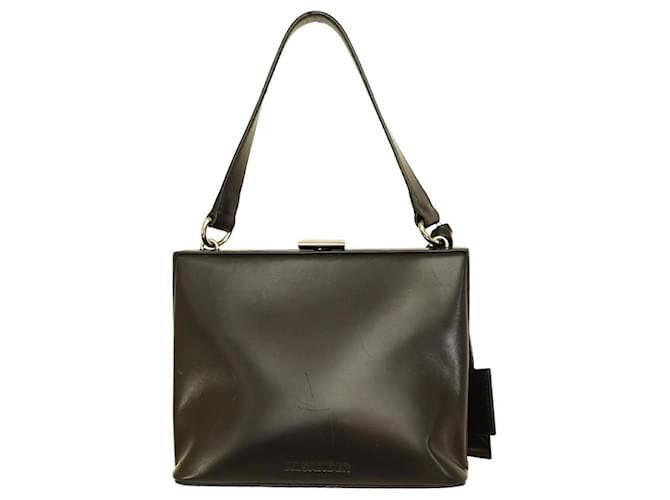 Jil Sander Vintage black leather handbag with frame top single strap ref.1070251 Joli Closet