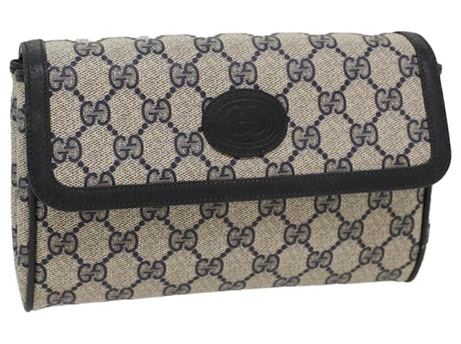 GUCCI GG Canvas Pouch PVC Leather Gray Navy Auth ep1605 Grey Navy blue  ref.1070312