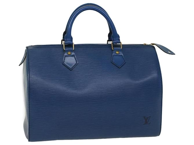 Louis Vuitton Epi Speedy 30 Handtasche Toledo Blau M43005 LV Auth 53604 Leder  ref.1070320