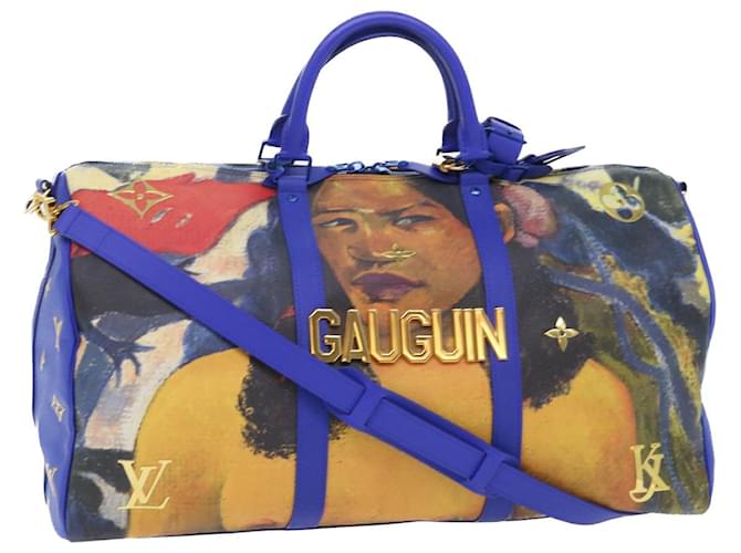 LOUIS VUITTON Masters Collection Bandoulière Keepall 50 Sac Gauguin Auth 52948A Bleu Marine  ref.1070382