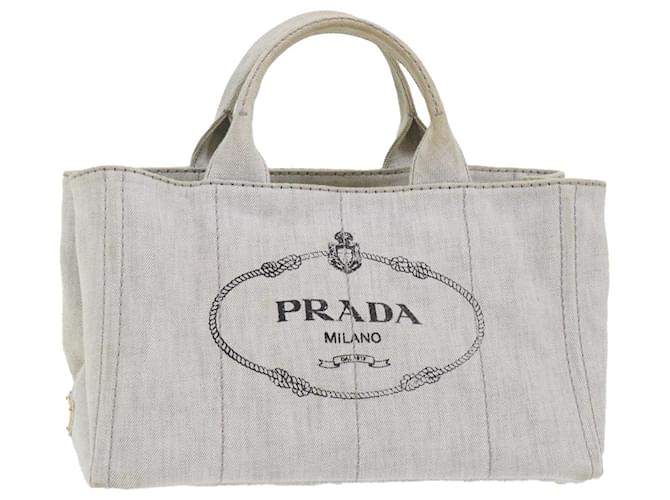 PRADA Canapa MM Hand Bag Canvas White Auth ep1685 Cloth  ref.1070396
