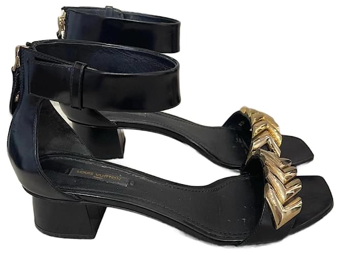 LOUIS VUITTON  Sandals T.eu 38.5 leather Black  ref.1070412