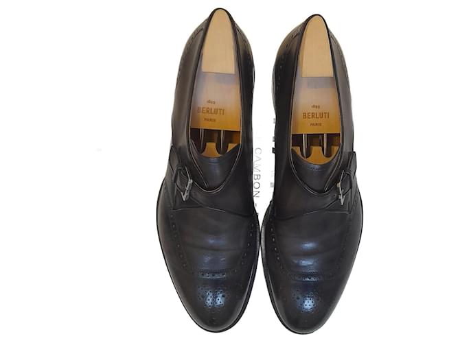Sapato excessivo de “fivela única” da Berluti Preto Couro  ref.1070430