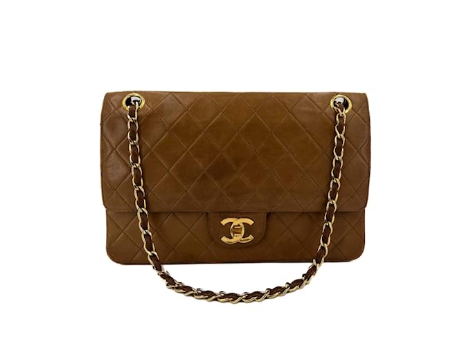 Chanel Double Flap Caramel gold Hardware Leather  ref.1070443