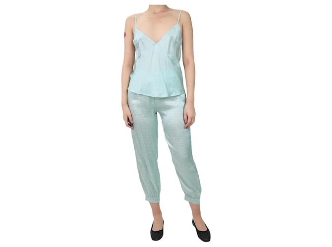 Stella Mc Cartney Ensemble pyjama haut et pantalon caraco en soie bleu - taille S  ref.1070487