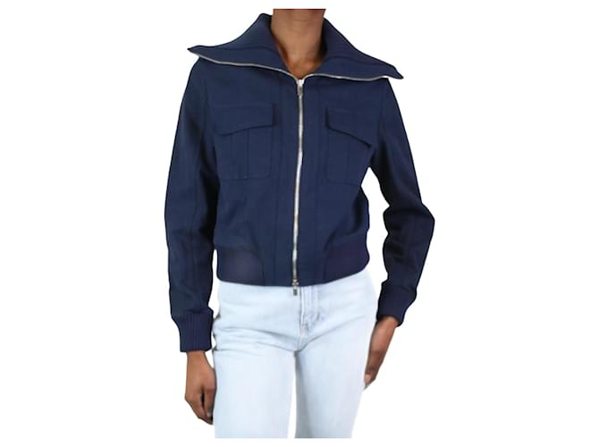 Autre Marque Navy blue high-neck jacket - size US 2 Cotton  ref.1070488