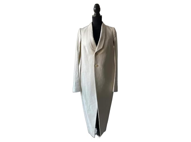 Rick OWENS CORP abrigo minimalista Blanco Lana  ref.1070511