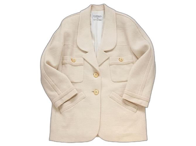Cambon Chanel Vintage 92 Jacket White Wool  ref.1070529