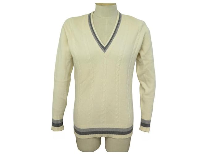 Hermès PULL HERMES CACEHMIRE COL V TAILLE M 40 CACHEMIRE BEIGE CASHMERE SWEAT  ref.1070754