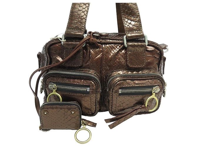 Chloé SAC A MAIN CHLOE BETTY EN CUIR PYTHON BRONZE LEATHER HAND BAG PURSE