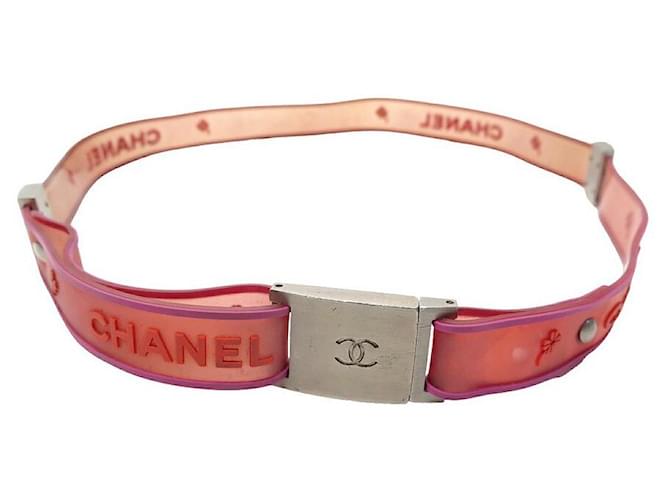 CHANEL CC LOGO BELT 75 SILICONE CLOVERS PVC RUBBER ED LIMITED BELT