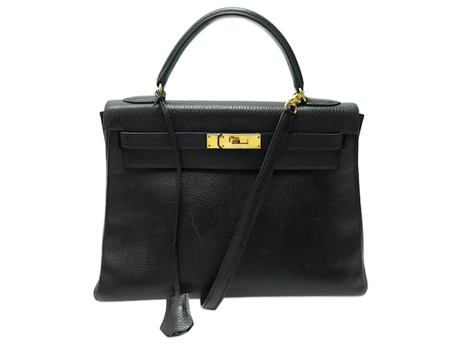 Hermès Kelly handbag 32 RETURN IN BLACK TOGO LEATHER PURSE HAND BAG  ref.1070857