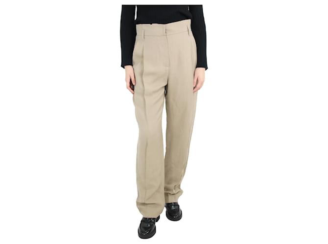 Brunello Cucinelli Beige linen-blend pleated trousers - size US 6 Viscose  ref.1070942