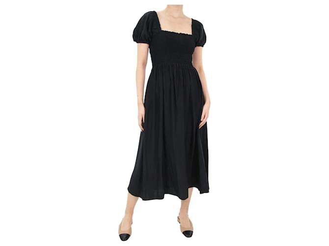 Autre Marque Black shirred midi dress - size S Silk  ref.1070959